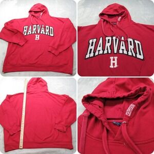 Harvard Hoodie Mens XL Crimson Red Pockets Heavyweight Pullover‎ Sweatshirt NCAA